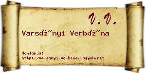 Varsányi Verbéna névjegykártya